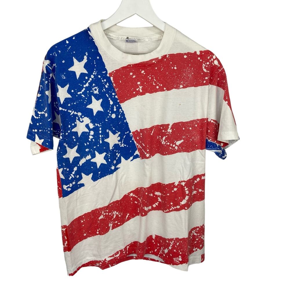 Vintage Single Stitch AOP Faded  Flag Made in USA - Adult Size L